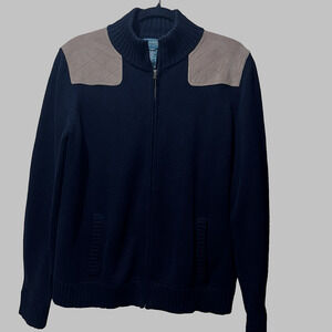 Lauren Ralph Lauren Women Sweater Jacket SZ Med Equestrian Classic Quilted Elbow